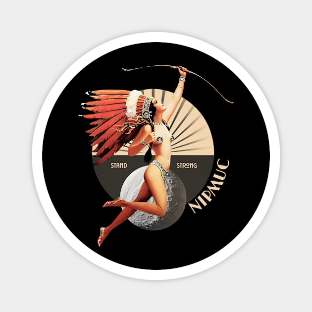 Nipmuc 1920's Art Deco Indian Moon Pin Up Girl Retro Stand Strong Magnet by The Dirty Gringo